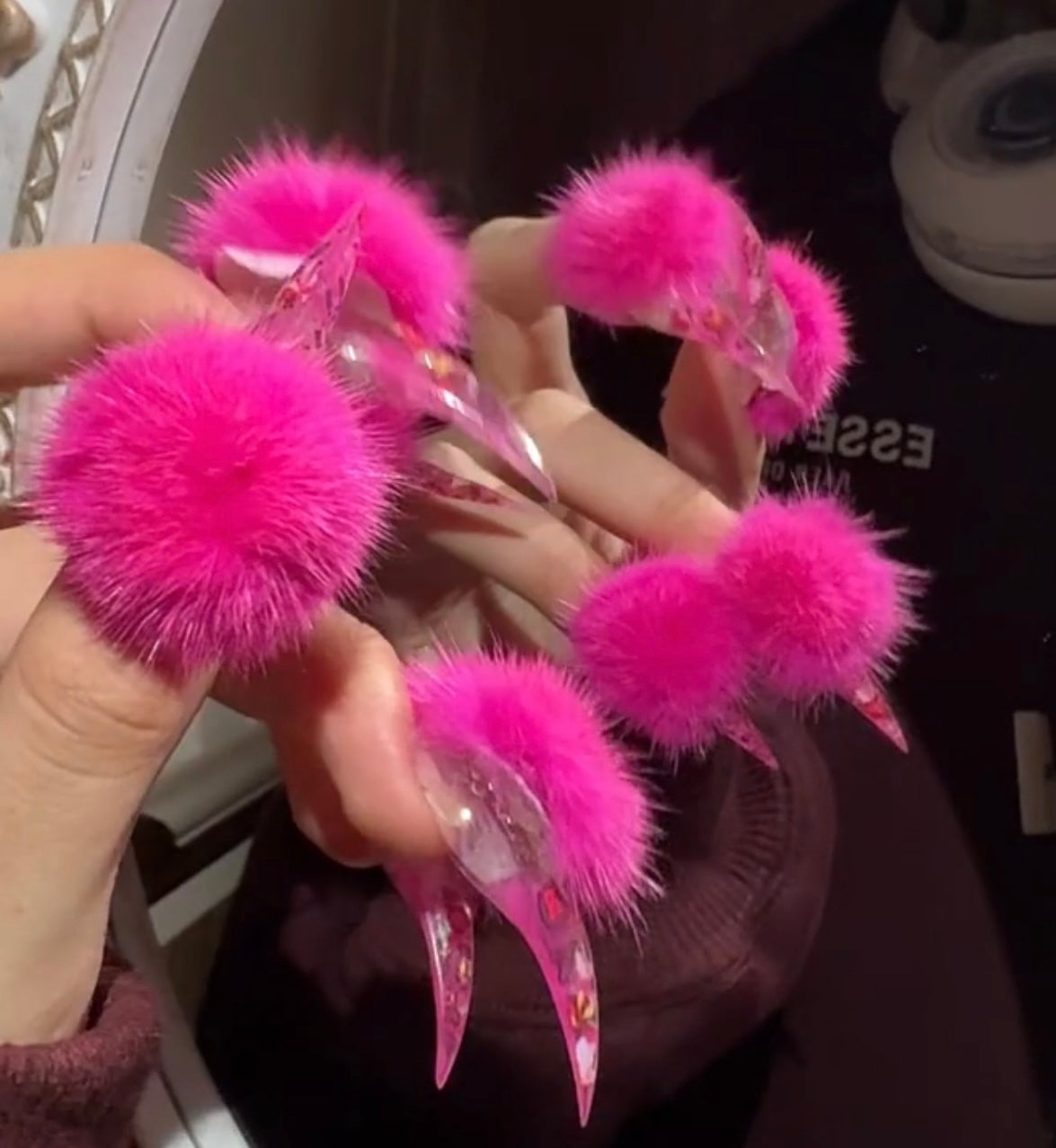Handmade Fluffy Claw Press On Nails Cat Dragon Eagle Claw Fake Nails For Women