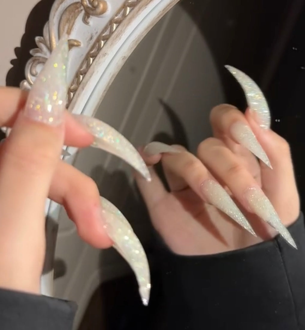 Sparkling Glitter Handmade Calw Press On Nails Cat Dragon Eagle Claw Fake Nails For Women