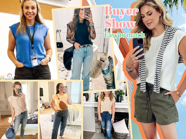 Womens Cap Sleeve Tops 2025 Trendy Tank Top Loose Knit Sweater Vests Cute Shirts Outfits Spring Fall Summer Tops