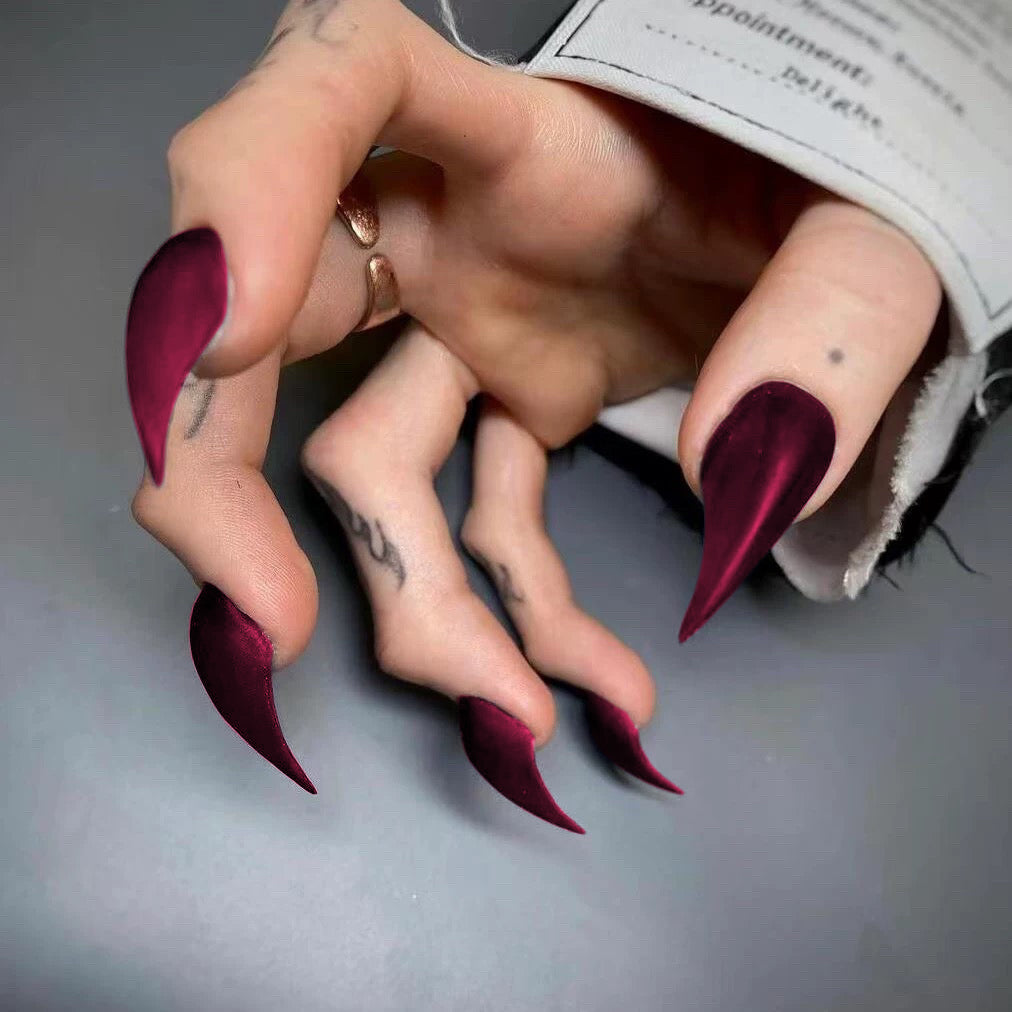 Handmade Matte Claw Press on Nails Long Medium Cat Dragon Eagle Claw Fake Nails For Women