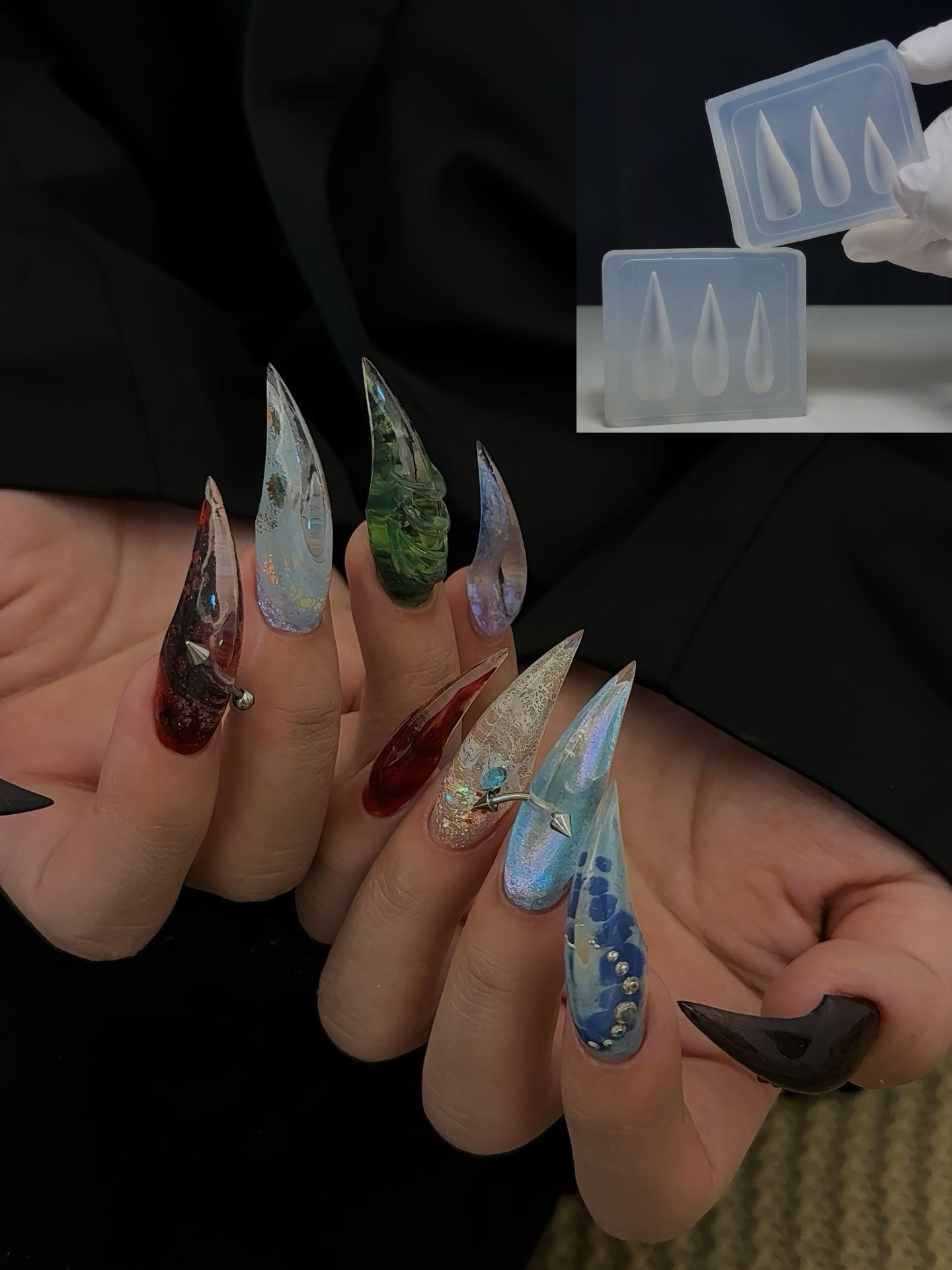 1Pc Handmade Dragon,Beast,Cat Claw Nail 3D Acrylic Mold Nail Art Decorations DIY Silicone Nail Templates Nail Mold