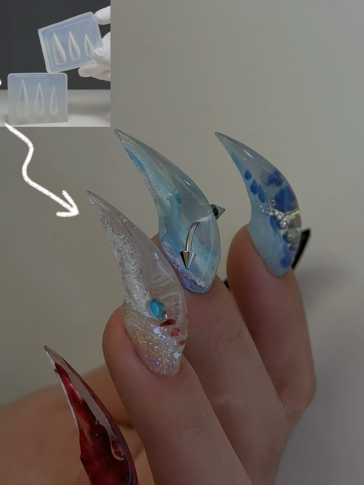 1Pc Handmade Dragon,Beast,Cat Claw Nail 3D Acrylic Mold Nail Art Decorations DIY Silicone Nail Templates Nail Mold