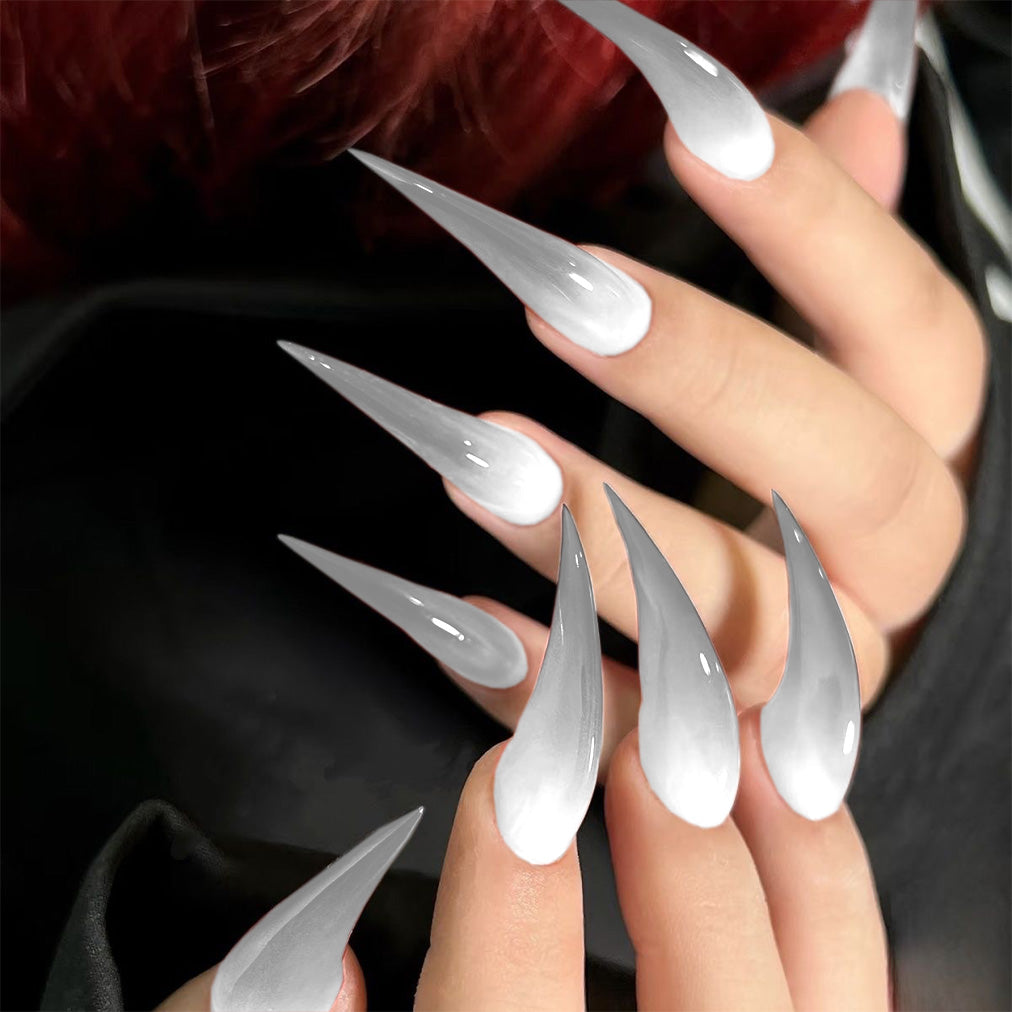 Ombre Cat Claw Nails Handmade Gradient Reusable Long Fake Nails for Women