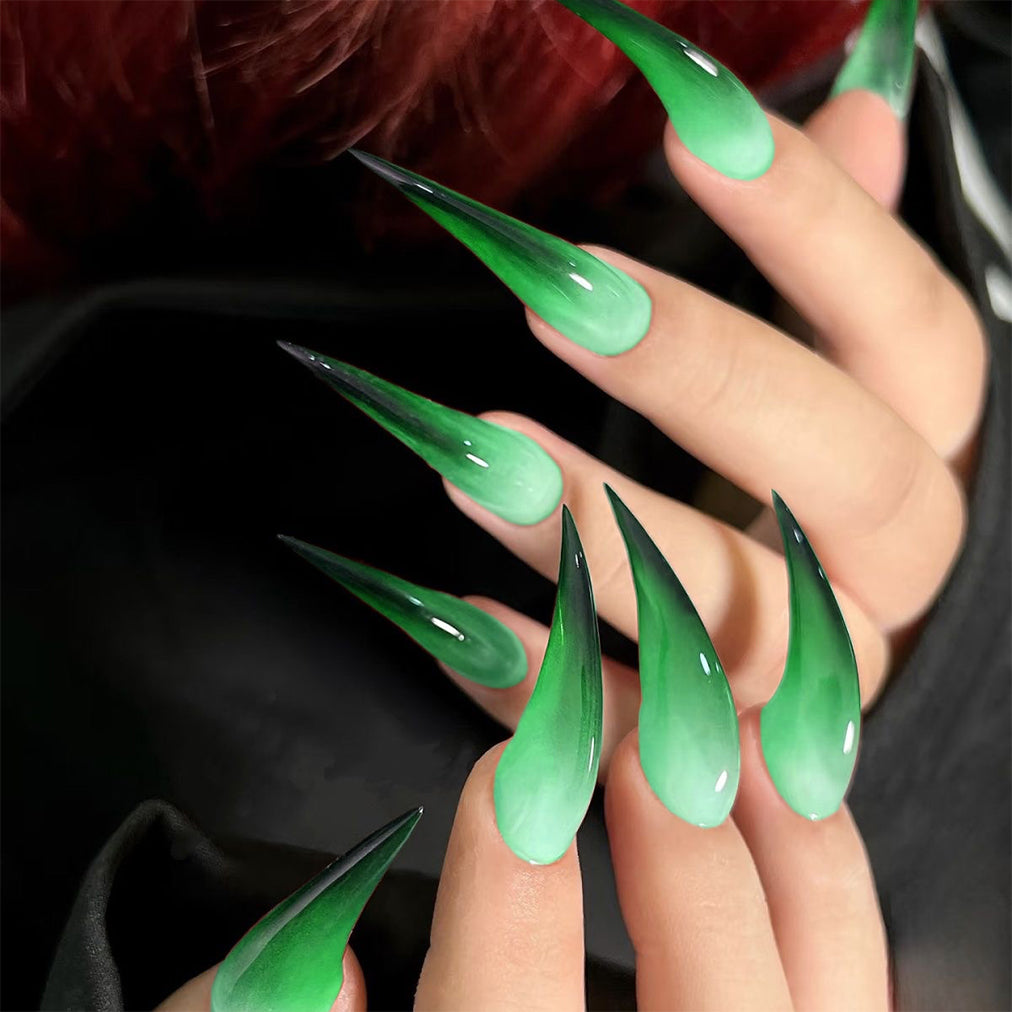 Ombre Cat Claw Nails Handmade Gradient Reusable Long Fake Nails for Women