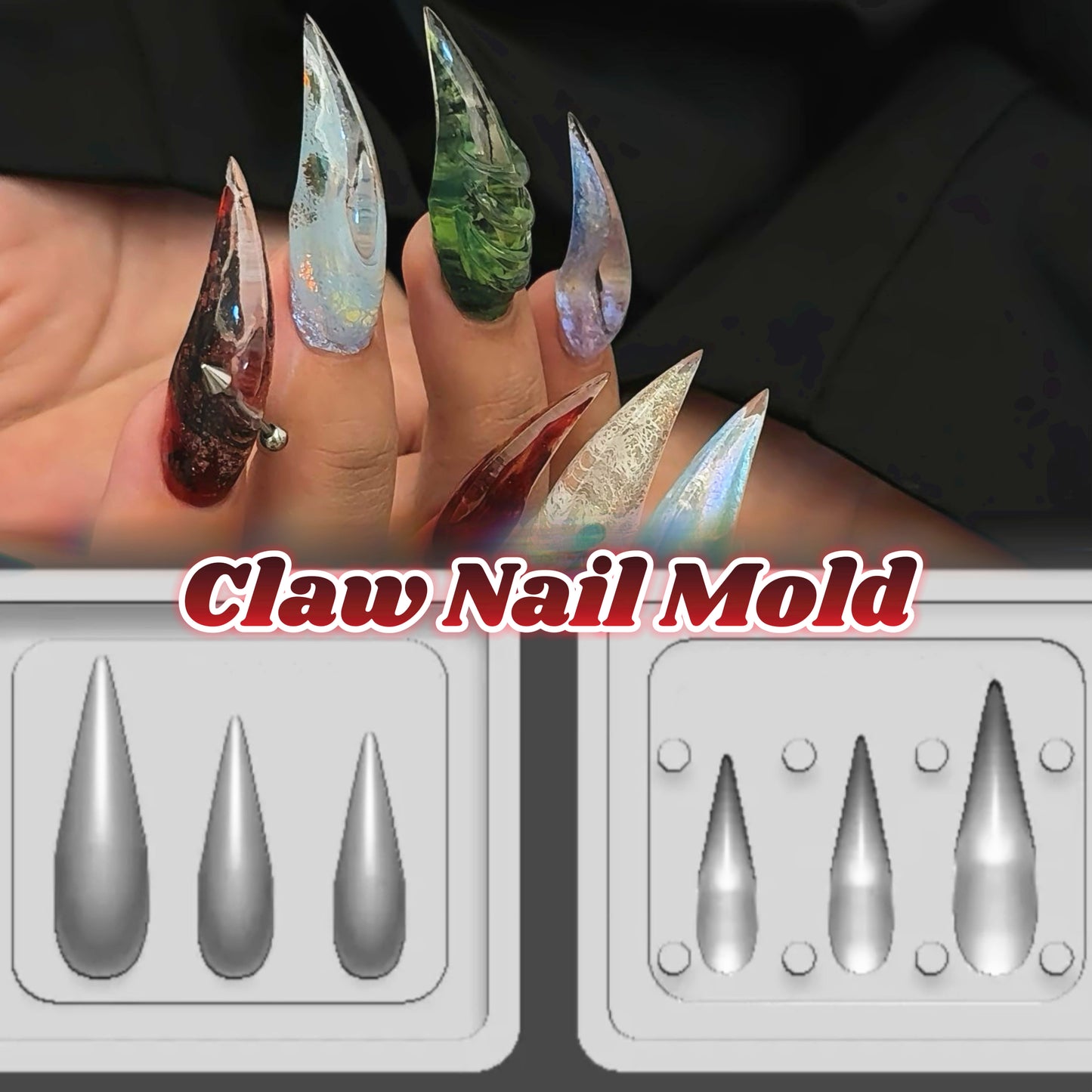 1Pc Handmade Dragon,Beast,Cat Claw Nail 3D Acrylic Mold Nail Art Decorations DIY Silicone Nail Templates Nail Mold