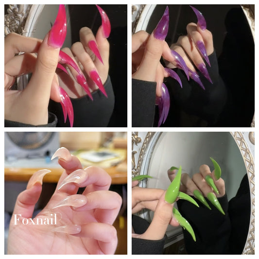 Solid Color Handmade Claw Press On Nails Long Fake Nails