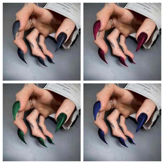 Handmade Matte Claw Press on Nails Long Medium Cat Dragon Eagle Claw Fake Nails For Women