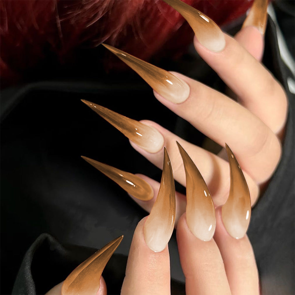 Ombre Cat Claw Nails Handmade Gradient Reusable Long Fake Nails for Women