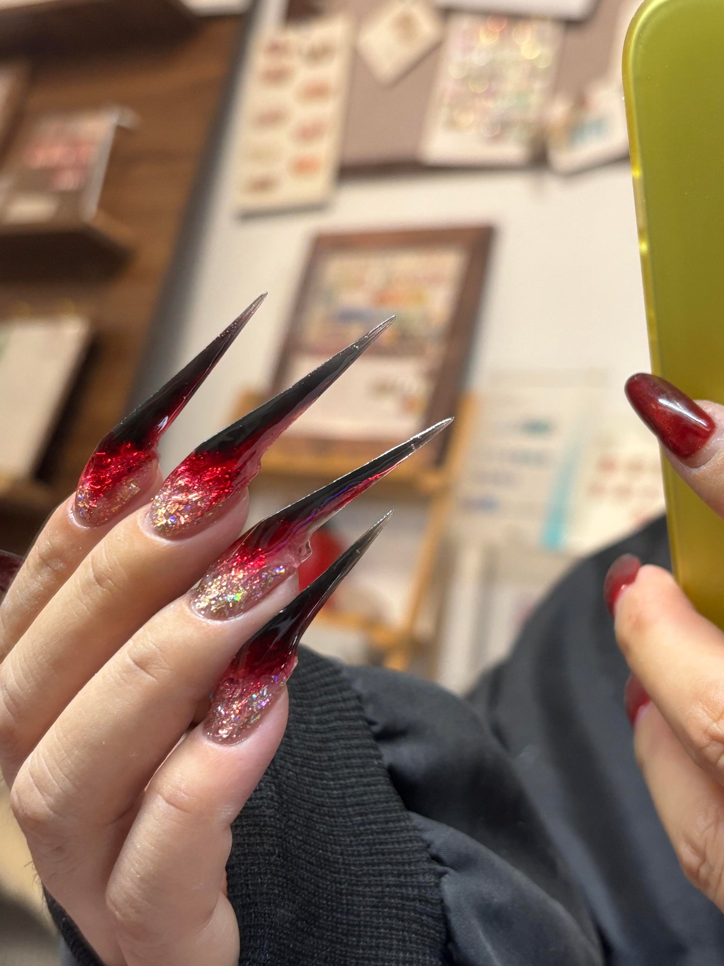 Handmade Long Sharp Mechanical Dragon Claw Press on Nails