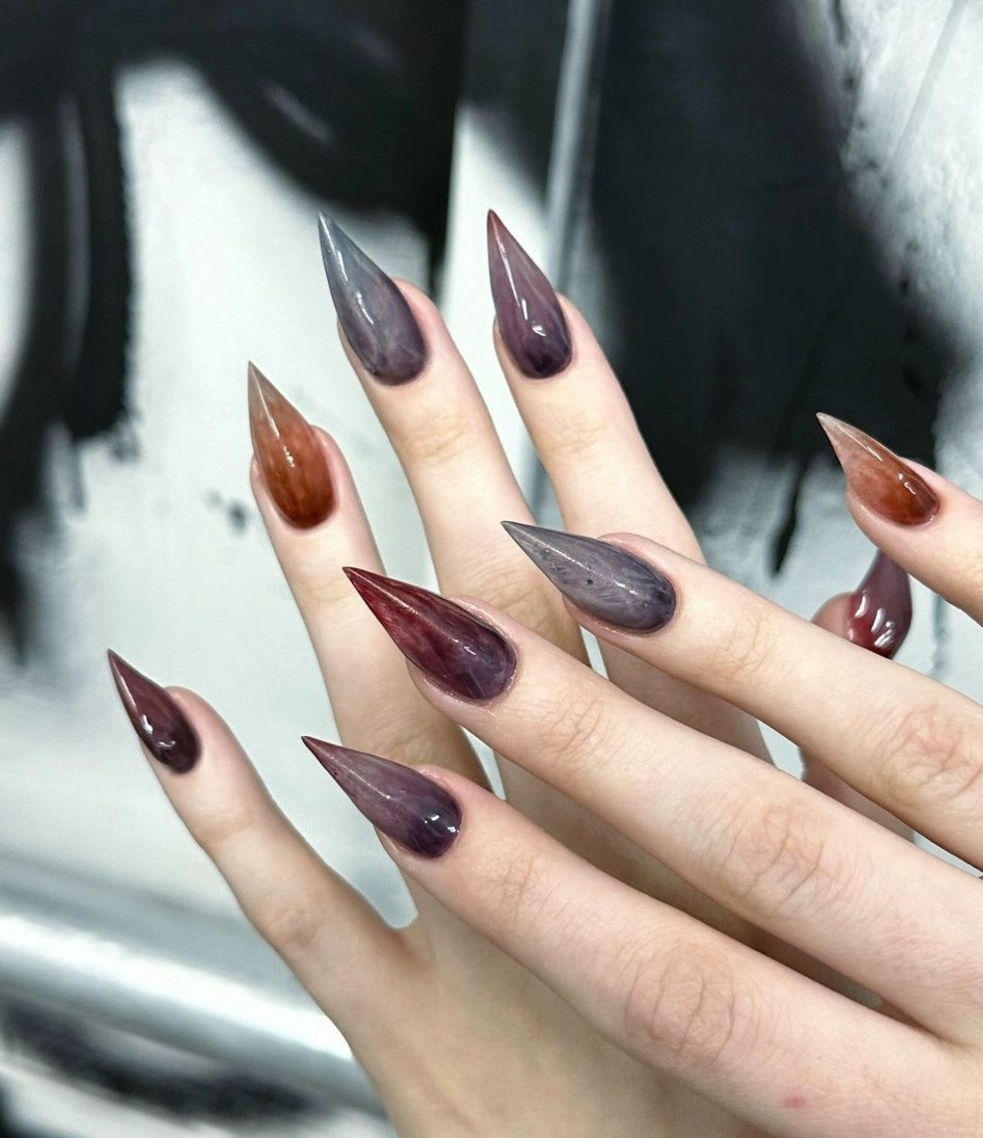 Short Medium Length Handmade Cat Dragon Claw Press on Nails Claw Fake Nails for women