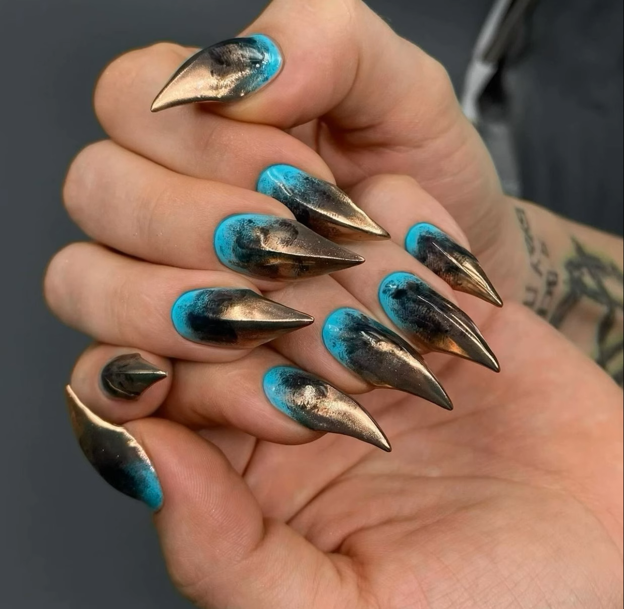Short Medium Length Handmade Cat Dragon Claw Press on Nails Claw Fake Nails for women