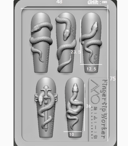 Nail Charm Molds Snake Shape Silicone Nail Art Mold Nail Tools