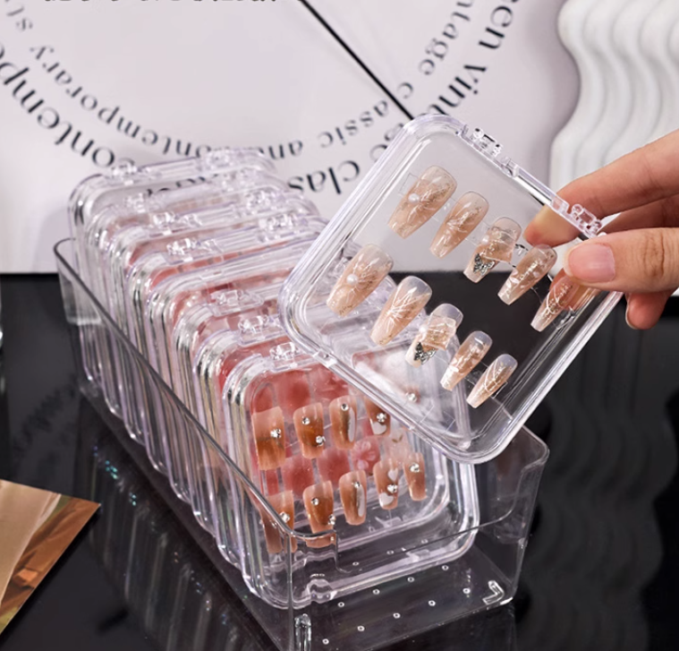 Press On Nail Packaging Box Press on Nail Storage Box for Press Ons with Adhesive Double Sided Tape for Fake Nail Storage Case Nail Display Nail Salon Supplies Nail Art Nail Busines