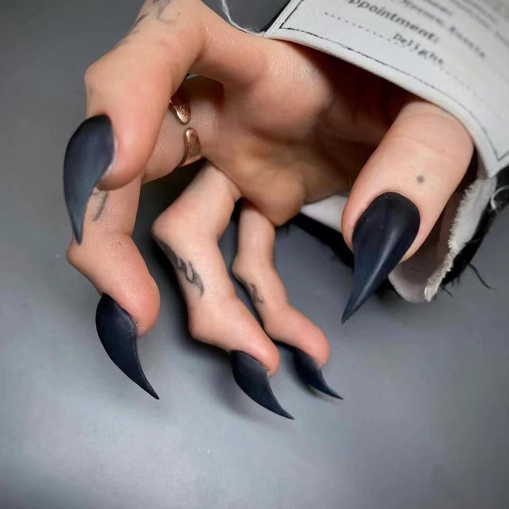 Handmade Matte Claw Press on Nails Long Medium Cat Dragon Eagle Claw Fake Nails For Women