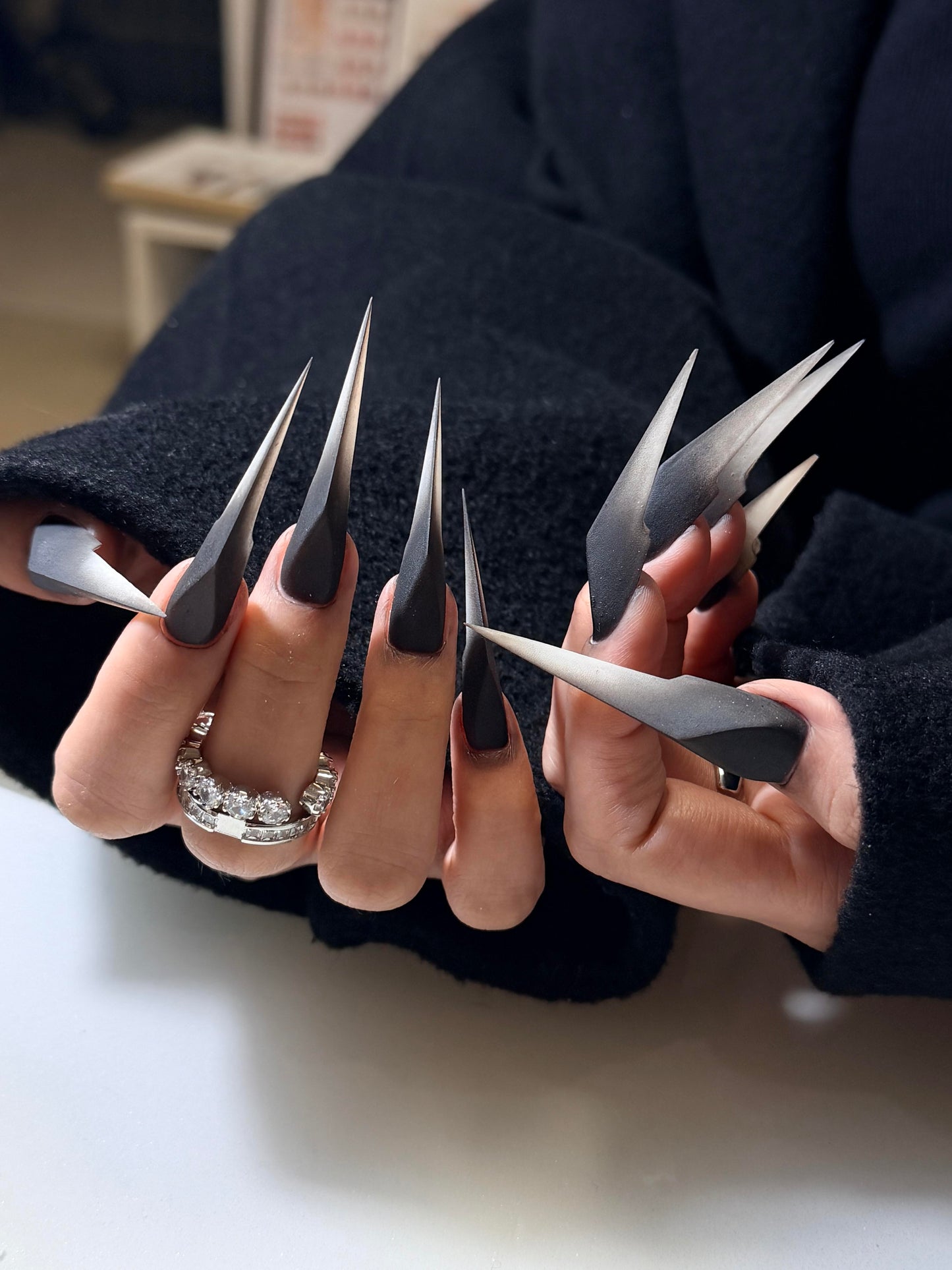 Handmade Long Sharp Mechanical Dragon Claw Press on Nails