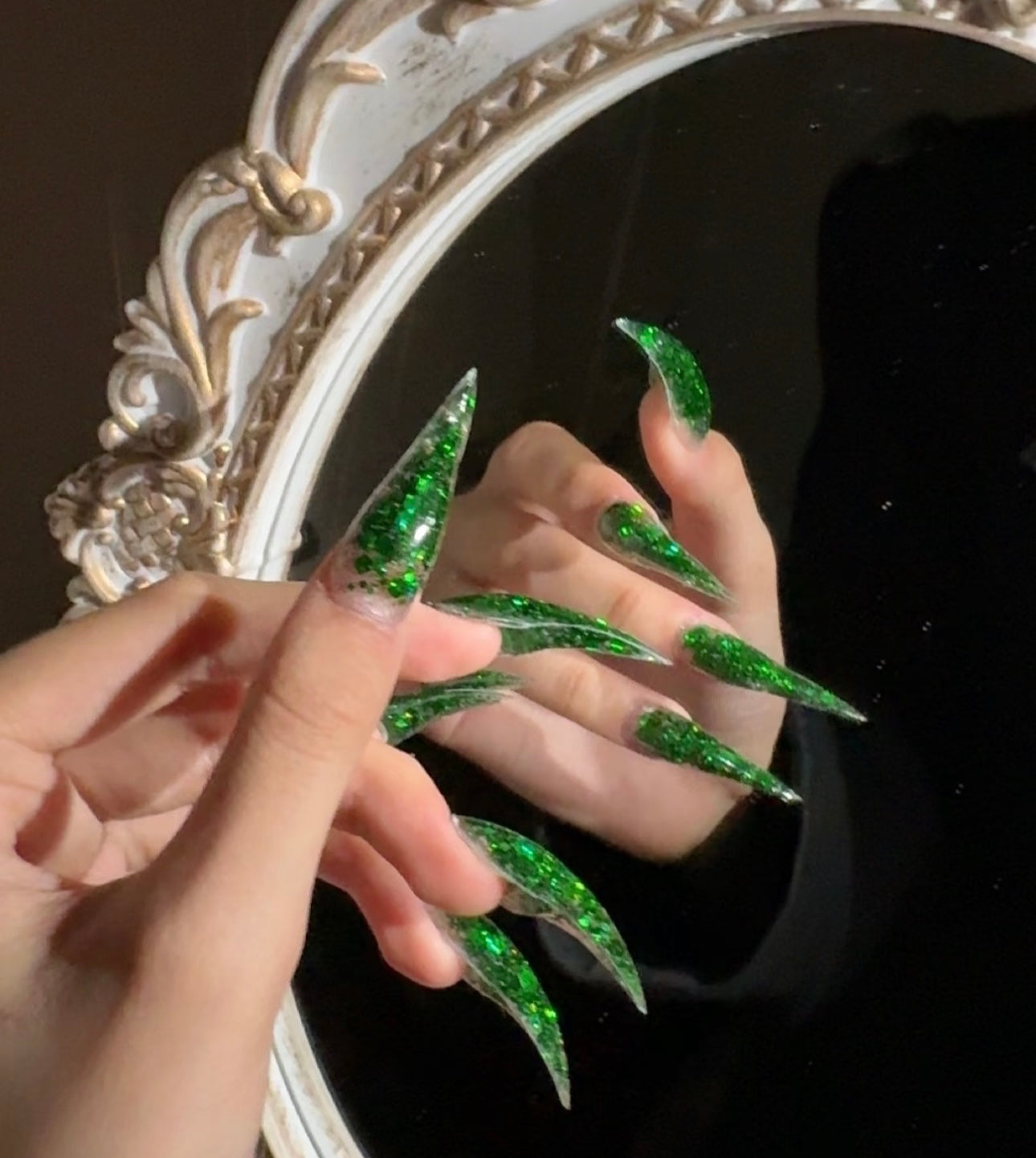Sparkling Glitter Handmade Calw Press On Nails Cat Dragon Eagle Claw Fake Nails For Women