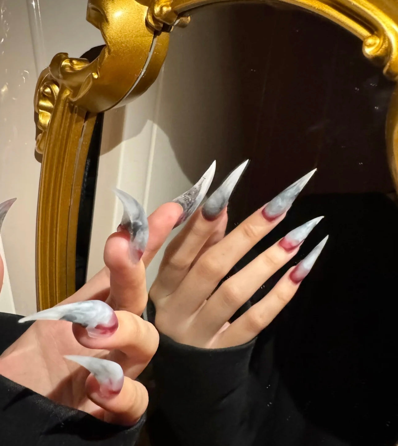 Handmade Mixed Color Claw Press On Nails Alt Cat Dragon Eagle Claw Nails With Charms For Women