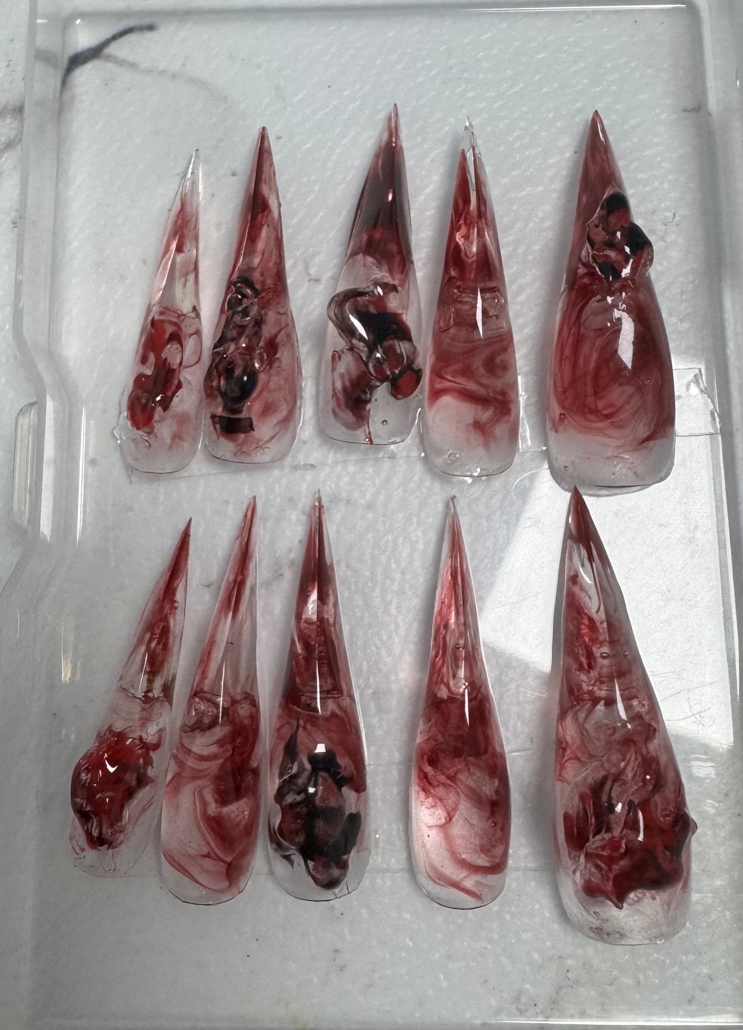 Handmade Mixed Color Claw Press On Nails Alt Cat Dragon Eagle Claw Nails With Charms For Women