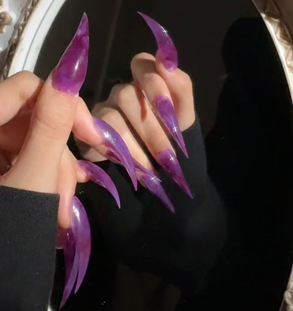 Solid Color Handmade Claw Press On Nails Long Fake Nails