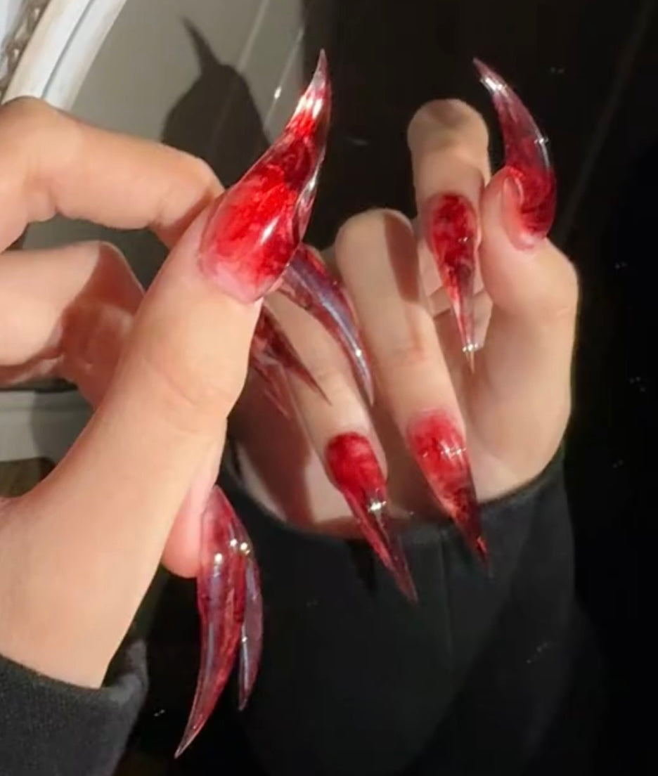 Solid Color Handmade Claw Press On Nails Long Fake Nails