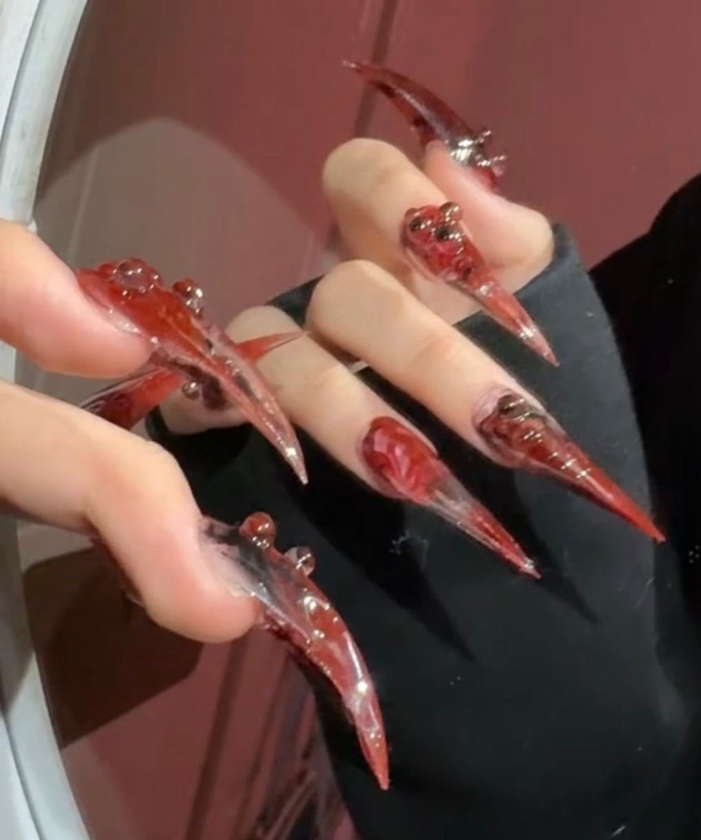 Solid Color Handmade Claw Press On Nails Long Fake Nails