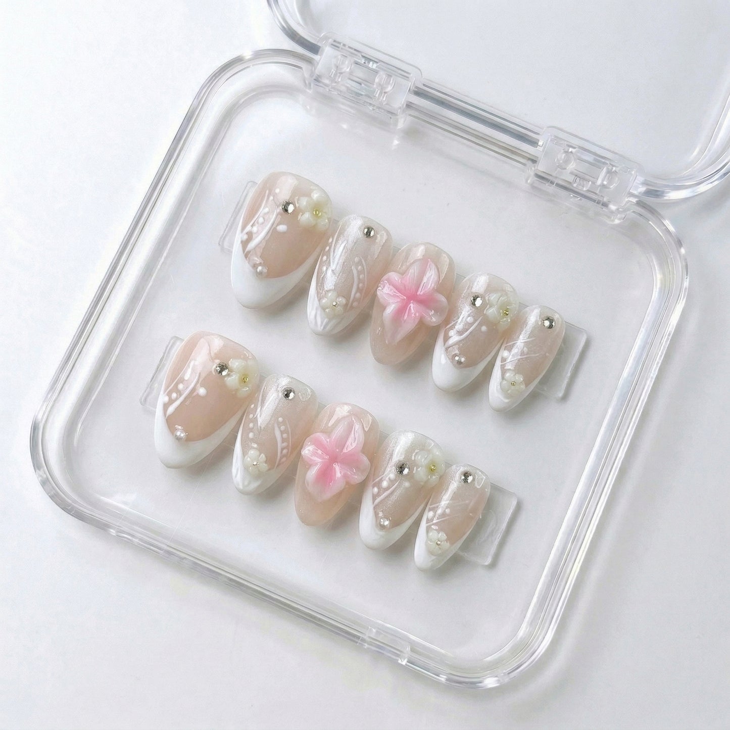 Spring Summer Nail Collections 10Pcs Handmade Press On Nails Salon Quality Reusable Fake Nails For Women
