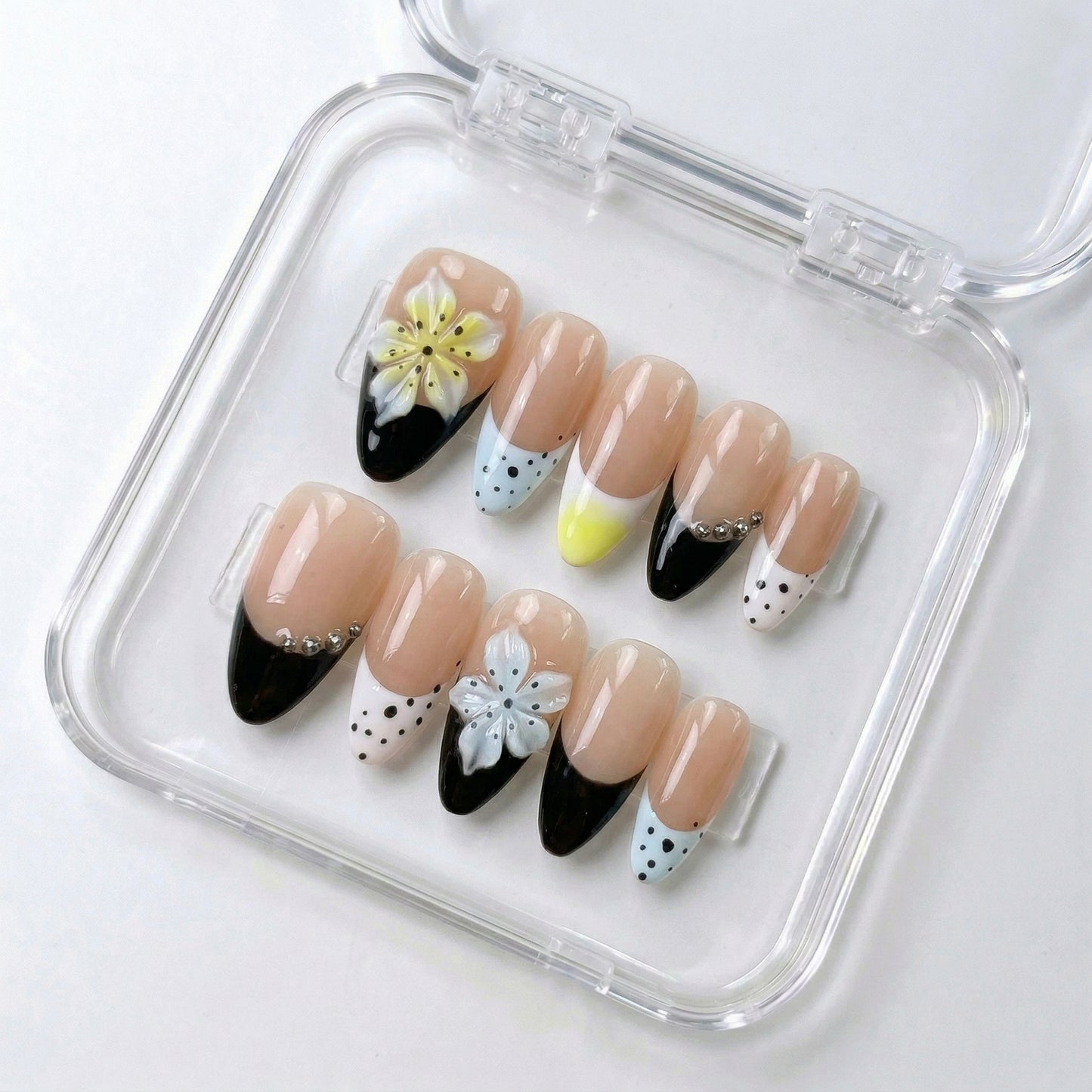 Spring Summer Nail Collections 10Pcs Handmade Press On Nails Salon Quality Reusable Fake Nails For Women