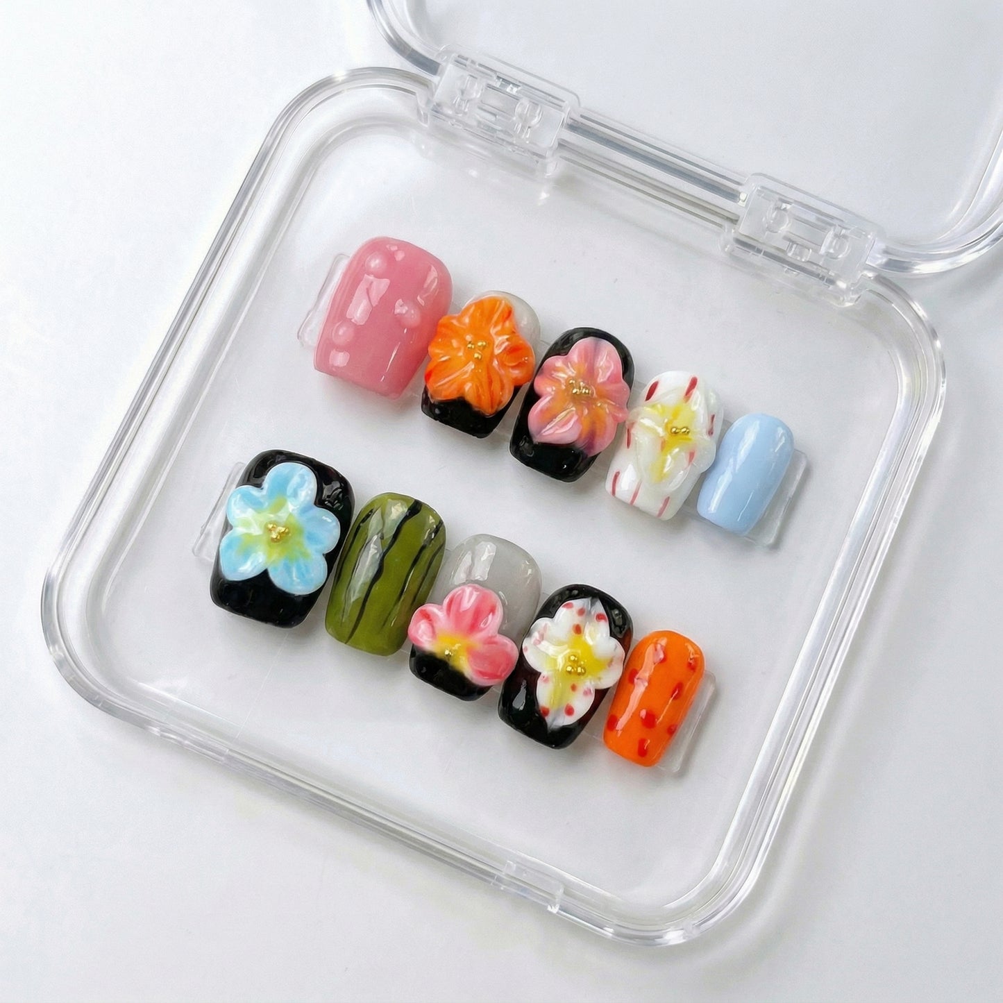 Spring Summer Nail Collections 10Pcs Handmade Press On Nails Salon Quality Reusable Fake Nails For Women