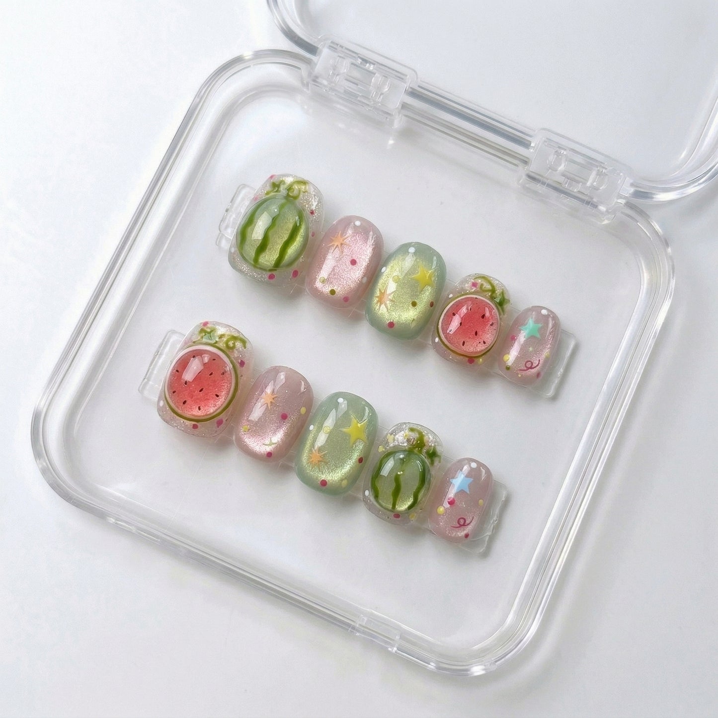Spring Summer Nail Collections 10Pcs Handmade Press On Nails Salon Quality Reusable Fake Nails For Women