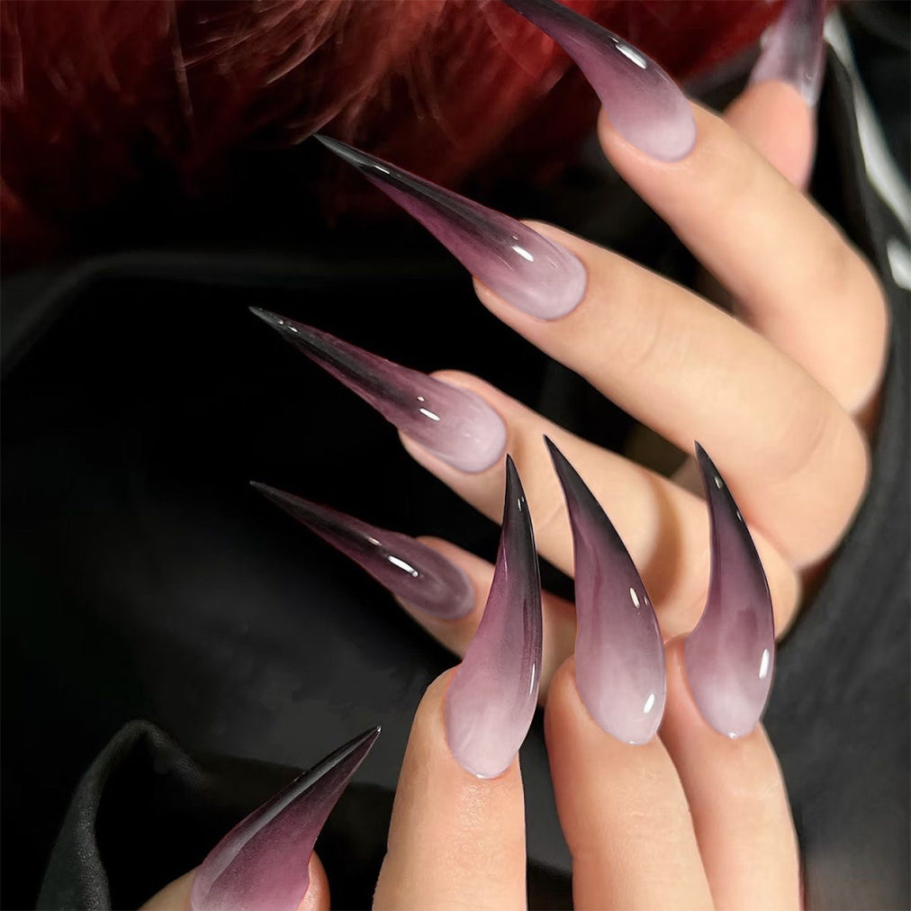Ombre Cat Claw Nails Handmade Gradient Reusable Long Fake Nails for Women