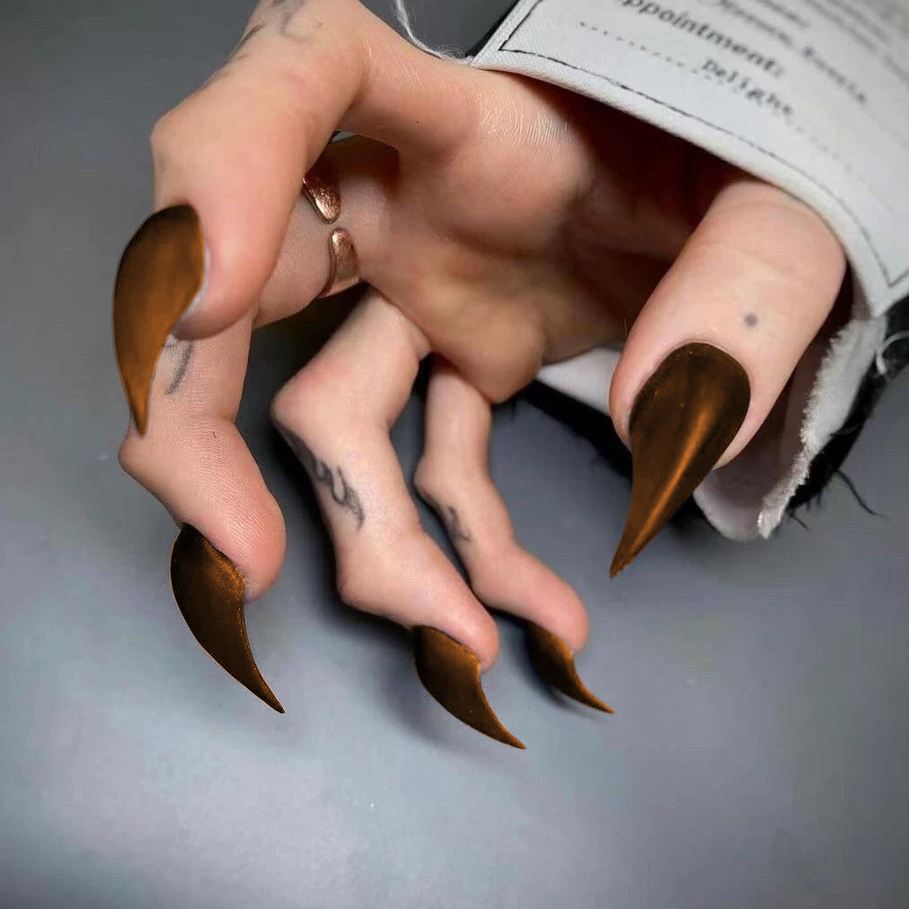 Handmade Matte Claw Press on Nails Long Medium Cat Dragon Eagle Claw Fake Nails For Women