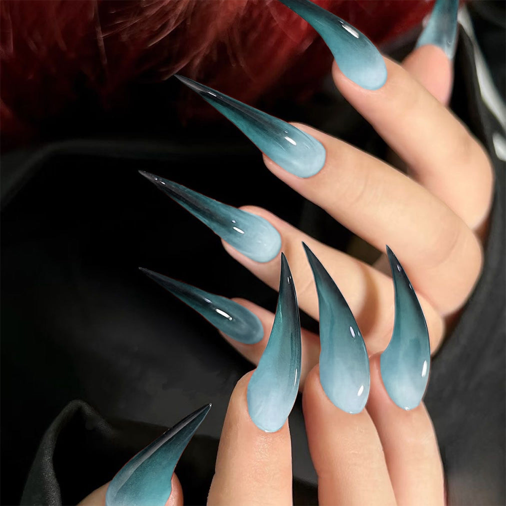 Ombre Cat Claw Nails Handmade Gradient Reusable Long Fake Nails for Women