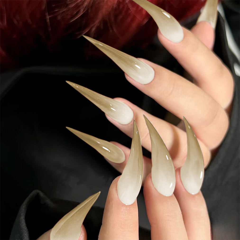 Ombre Cat Claw Nails Handmade Gradient Reusable Long Fake Nails for Women